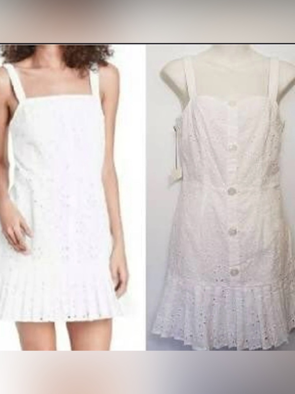 Alexis White Eyelet Button-Front Mini Dress with Ruffle Hem